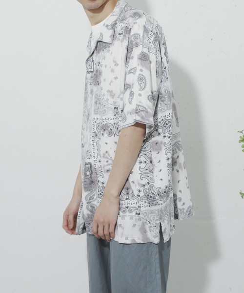 SENSE OF PLACE by URBAN RESEARCH(センスオブプレイスバイアーバンリサーチ)の「タイダイバンダナシャツ(5分袖)(シャツ/ブラウス・メンズ・ブルー/チャコールグレー・LARGE/MEDIUM)」の7枚目の写真