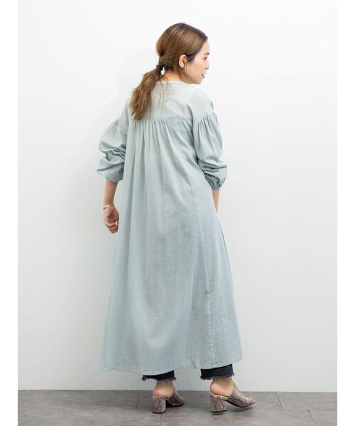 セール】【WEB限定】Vネックロングシャツワンピース