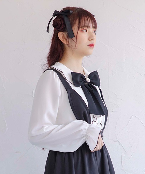 【meltthelady】tie neck ribbon blouse melt the lady tie neck ribbon ブラック（melt the lady tie