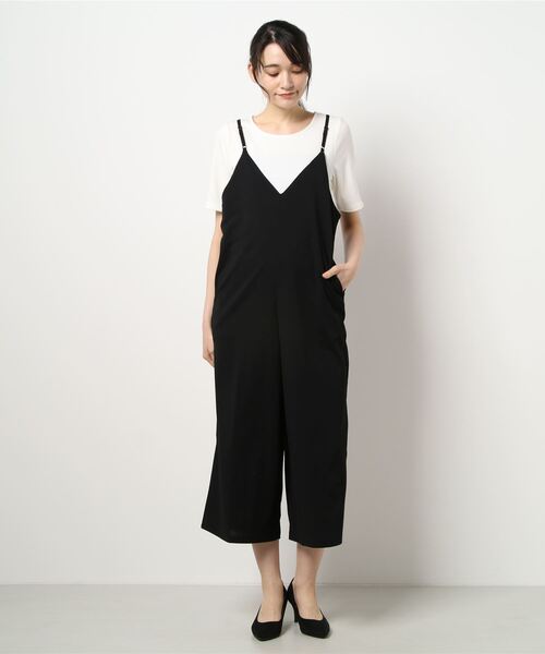 HONEYSUCKLE ROSE（ハニーサックルローズ）の「【HONEYSUCKLE ROSE】キャミサロペットレイヤード（サロペット/オーバーオール・レディース・グリーン/ベージュ/ブラック・M/L）」の2枚目の写真