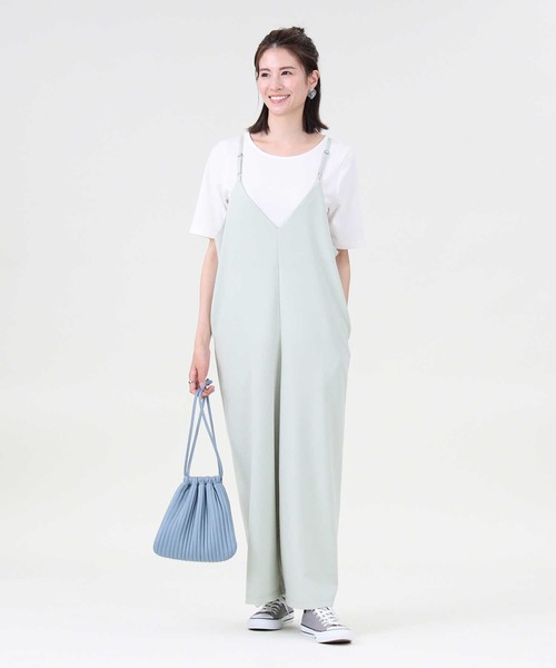 HONEYSUCKLE ROSE（ハニーサックルローズ）の「【HONEYSUCKLE ROSE】キャミサロペットレイヤード（サロペット/オーバーオール・レディース・グリーン/ベージュ/ブラック・M/L）」の16枚目の写真