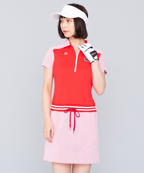 Fila Golf フィラゴルフ ワンポイント刺繍 ハーフジップ 半袖 ポロシャツ ワンピース Fila フィラ のファッション通販 Zozotown