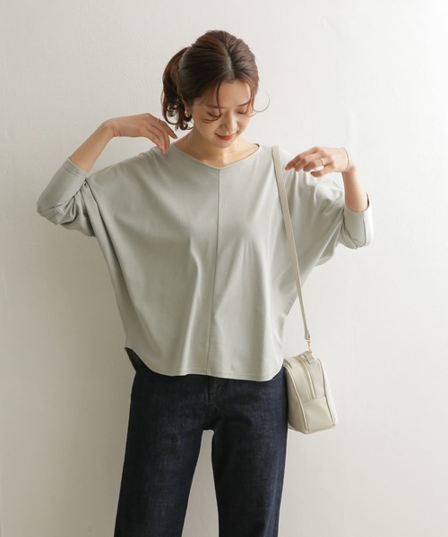 URBAN RESEARCH DOORS（アーバンリサーチドアーズ）の「Vネックドルマンカットソー（Tシャツ/カットソー・レディース・グレー系その他/ネイビー/ライトベージュ・ONE）」の8枚目の写真