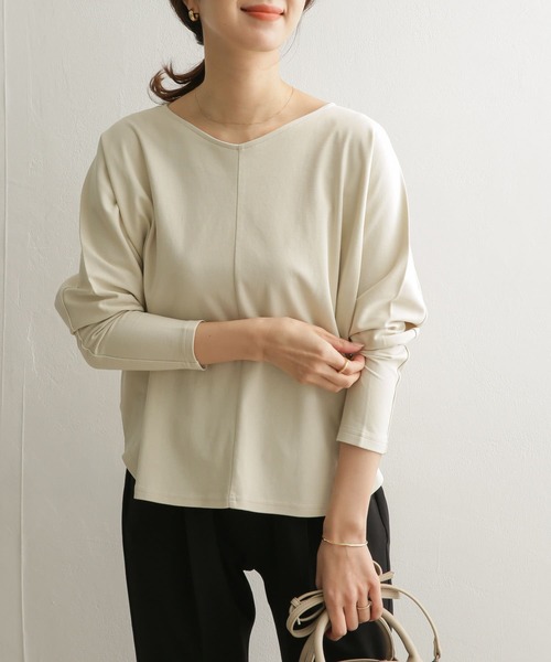 URBAN RESEARCH DOORS（アーバンリサーチドアーズ）の「Vネックドルマンカットソー（Tシャツ/カットソー・レディース・グレー系その他/ネイビー/ライトベージュ・ONE）」の10枚目の写真