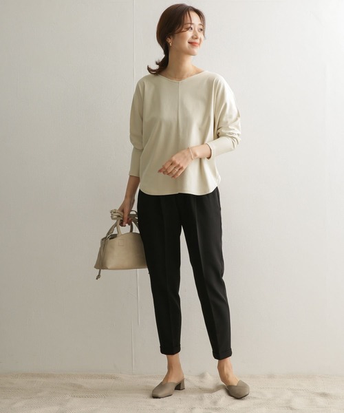 URBAN RESEARCH DOORS（アーバンリサーチドアーズ）の「Vネックドルマンカットソー（Tシャツ/カットソー・レディース・グレー系その他/ネイビー/ライトベージュ・ONE）」の16枚目の写真