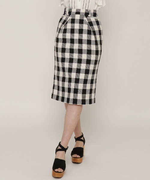 REDYAZEL（レディアゼル）の「オリジナルギンガムジップタイトスカート（スカート・レディース・パープル/レッド/オフホワイト・SMALL/MEDIUM）」の4枚目の写真