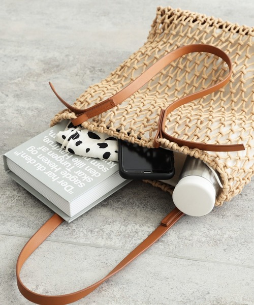 reca（レカ）の「マクラメフラットトート（トートバッグ・レディース・ホワイト/ブラック/キャメル・ONE SIZE）」の7枚目の写真