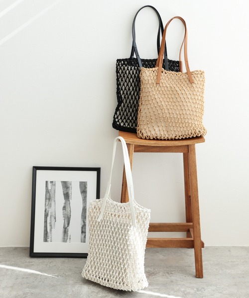 reca（レカ）の「マクラメフラットトート（トートバッグ・レディース・ホワイト/ブラック/キャメル・ONE SIZE）」の14枚目の写真