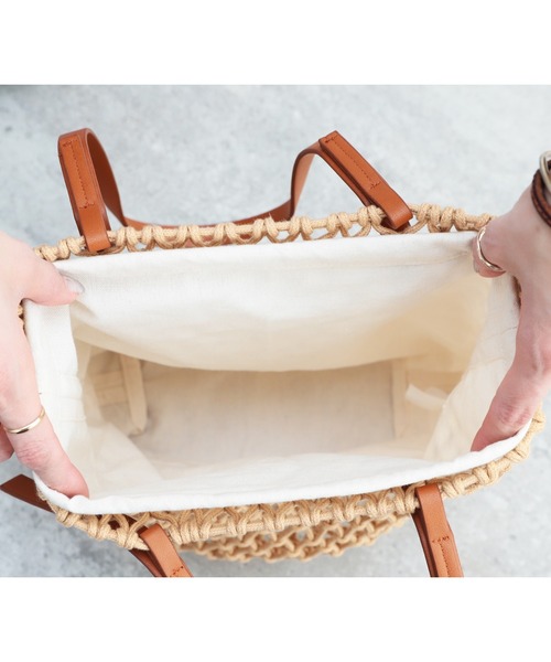 reca（レカ）の「マクラメフラットトート（トートバッグ・レディース・ホワイト/ブラック/キャメル・ONE SIZE）」の15枚目の写真