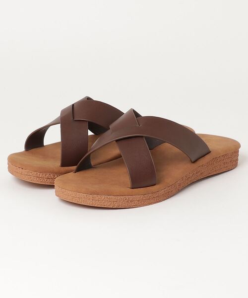 AAA+（サンエープラス）の「[軽量・滑りにくい]クロスフラットコンフォートサンダル（サンダル・レディース・ブラック/ダークブラウン/ベージュ・S/M/L/LL）」の5枚目の写真