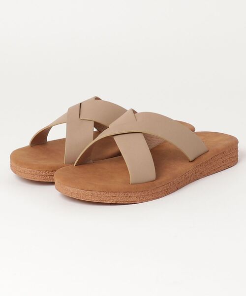 AAA+（サンエープラス）の「[軽量・滑りにくい]クロスフラットコンフォートサンダル（サンダル・レディース・ブラック/ダークブラウン/ベージュ・S/M/L/LL）」の4枚目の写真