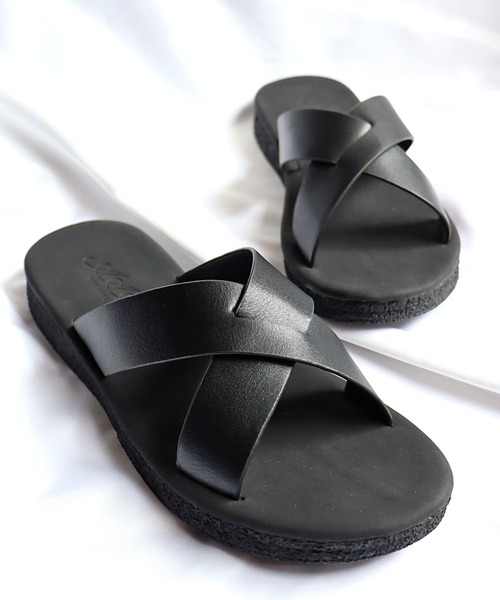 AAA+（サンエープラス）の「[軽量・滑りにくい]クロスフラットコンフォートサンダル（サンダル・レディース・ブラック/ダークブラウン/ベージュ・S/M/L/LL）」の7枚目の写真