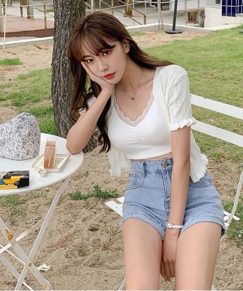 SONA（ソナ）の「SONYUNARA フリルショート半袖カーディガン（Tシャツ/カットソー・レディース・アイボリー・FREE）」の3枚目の写真