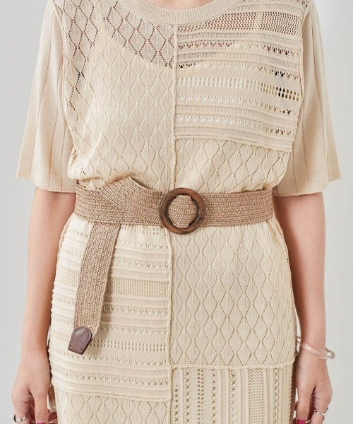 cepo（セポ）の「ウッドバックルメッシュベルト（ベルト・レディース・ブラウン/ベージュ・FREE）」の2枚目の写真