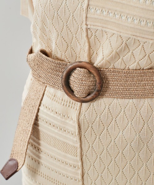 cepo（セポ）の「ウッドバックルメッシュベルト（ベルト・レディース・ブラウン/ベージュ・FREE）」の4枚目の写真