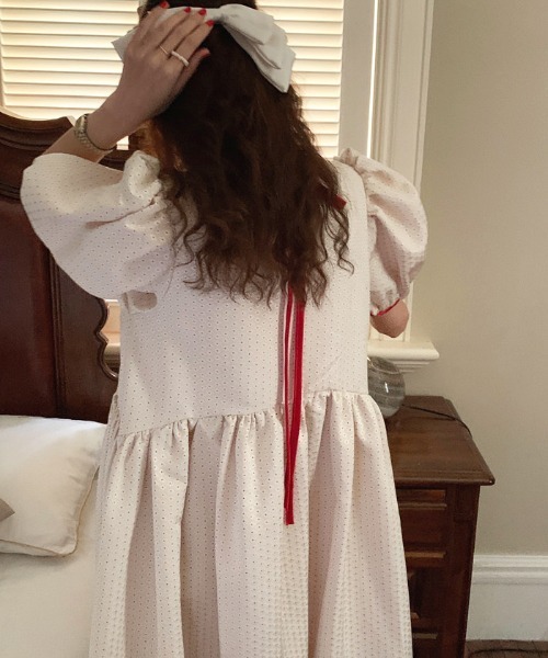 469MsGRACY ベルスリーブ パイピング ワンピース 濃紺 38