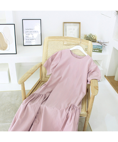 MODE ROBE（モードローブ）の「半袖フレアロングワンピース（ワンピース・レディース・ホワイト/ピンク・FREE）」の2枚目の写真