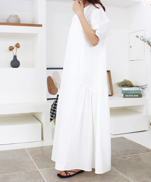 MODE ROBE（モードローブ）の「半袖フレアロングワンピース（ワンピース・レディース・ホワイト/ピンク・FREE）」の16枚目の写真