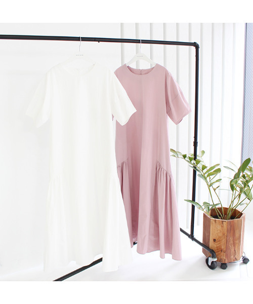 MODE ROBE（モードローブ）の「半袖フレアロングワンピース（ワンピース・レディース・ホワイト/ピンク・FREE）」の13枚目の写真