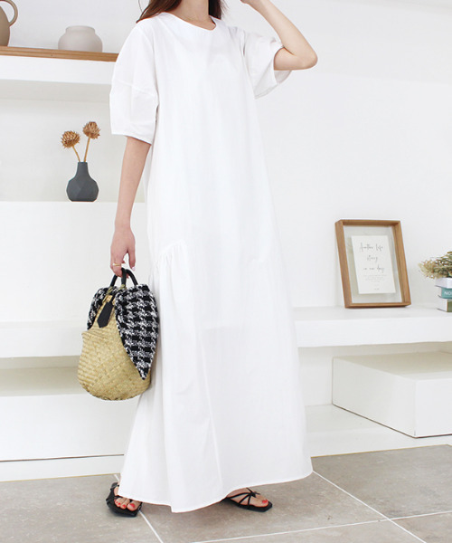 MODE ROBE（モードローブ）の「半袖フレアロングワンピース（ワンピース・レディース・ホワイト/ピンク・FREE）」の19枚目の写真