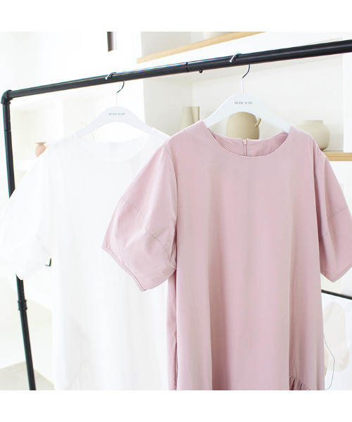 MODE ROBE（モードローブ）の「半袖フレアロングワンピース（ワンピース・レディース・ホワイト/ピンク・FREE）」の7枚目の写真