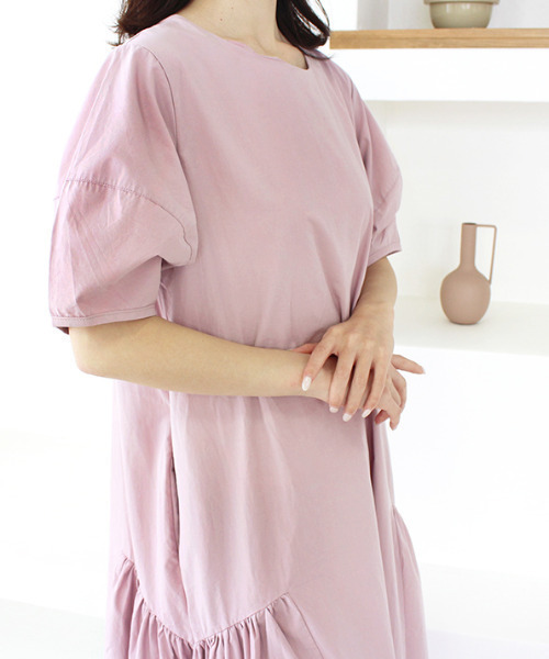 MODE ROBE（モードローブ）の「半袖フレアロングワンピース（ワンピース・レディース・ホワイト/ピンク・FREE）」の14枚目の写真