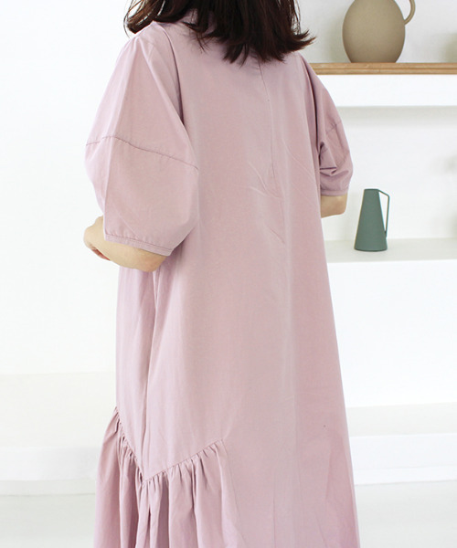 MODE ROBE（モードローブ）の「半袖フレアロングワンピース（ワンピース・レディース・ホワイト/ピンク・FREE）」の8枚目の写真