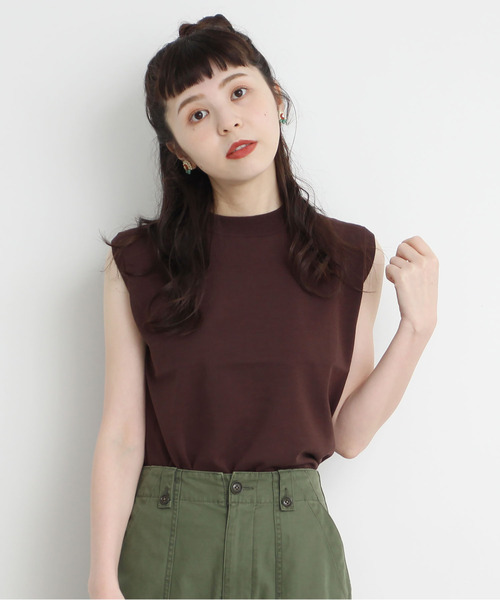 CHILD WOMAN（チャイルドウーマン）の「ICE COTTON クルーノースリプルオーバー（ニット/セーター・レディース・レッド/グリーン/ホワイト/ブラック/ダークブラウン/ピンク・FREE）」の4枚目の写真