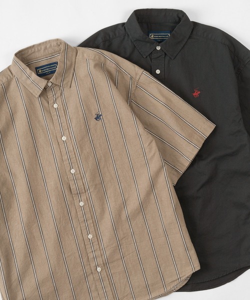 BEVERLY HILLS POLO CLUB（ビバリーヒルズポロクラブ）の「【BEVERLY HILLS POLO CLUB/ビバリーヒルズポロクラブ】ワイドシルエット レギュラーカラー半袖シャツ（シャツ/ブラウス・メンズ・ホワイト/ベージュ/ネイビー/ブラウン/サックスブルー/ダークブルー/ライトインディゴブルー/スミクロ/インディゴブルー/ブルー系その他/ベージュ系その他・M/L/XL）」の5枚目の写真