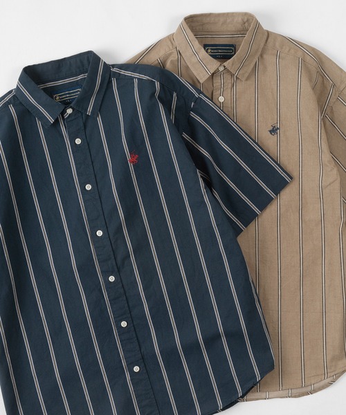 BEVERLY HILLS POLO CLUB（ビバリーヒルズポロクラブ）の「【BEVERLY HILLS POLO CLUB/ビバリーヒルズポロクラブ】ワイドシルエット レギュラーカラー半袖シャツ（シャツ/ブラウス・メンズ・ホワイト/ベージュ/ネイビー/ブラウン/サックスブルー/ダークブルー/ライトインディゴブルー/スミクロ/インディゴブルー/ブルー系その他/ベージュ系その他・M/L/XL）」の9枚目の写真