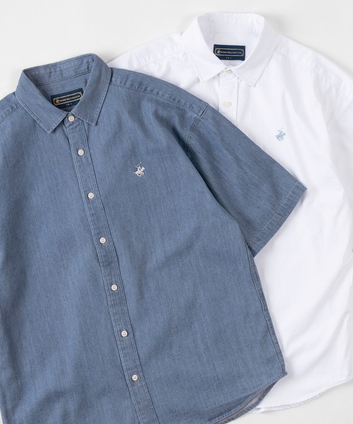 BEVERLY HILLS POLO CLUB（ビバリーヒルズポロクラブ）の「【BEVERLY HILLS POLO CLUB/ビバリーヒルズポロクラブ】ワイドシルエット レギュラーカラー半袖シャツ（シャツ/ブラウス・メンズ・ホワイト/ベージュ/ネイビー/ブラウン/サックスブルー/ダークブルー/ライトインディゴブルー/スミクロ/インディゴブルー/ブルー系その他/ベージュ系その他・M/L/XL）」の10枚目の写真