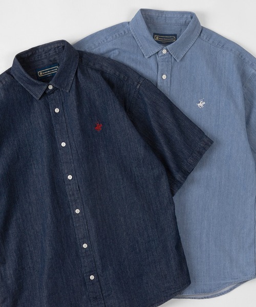 BEVERLY HILLS POLO CLUB（ビバリーヒルズポロクラブ）の「【BEVERLY HILLS POLO CLUB/ビバリーヒルズポロクラブ】ワイドシルエット レギュラーカラー半袖シャツ（シャツ/ブラウス・メンズ・ホワイト/ベージュ/ネイビー/ブラウン/サックスブルー/ダークブルー/ライトインディゴブルー/スミクロ/インディゴブルー/ブルー系その他/ベージュ系その他・M/L/XL）」の8枚目の写真