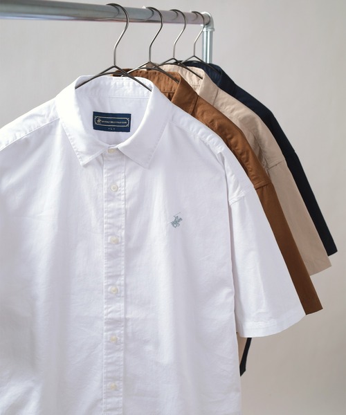 BEVERLY HILLS POLO CLUB（ビバリーヒルズポロクラブ）の「【BEVERLY HILLS POLO CLUB/ビバリーヒルズポロクラブ】ワイドシルエット レギュラーカラー半袖シャツ（シャツ/ブラウス・メンズ・ホワイト/ベージュ/ネイビー/ブラウン/サックスブルー/ダークブルー/ライトインディゴブルー/スミクロ/インディゴブルー/ブルー系その他/ベージュ系その他・M/L/XL）」の21枚目の写真