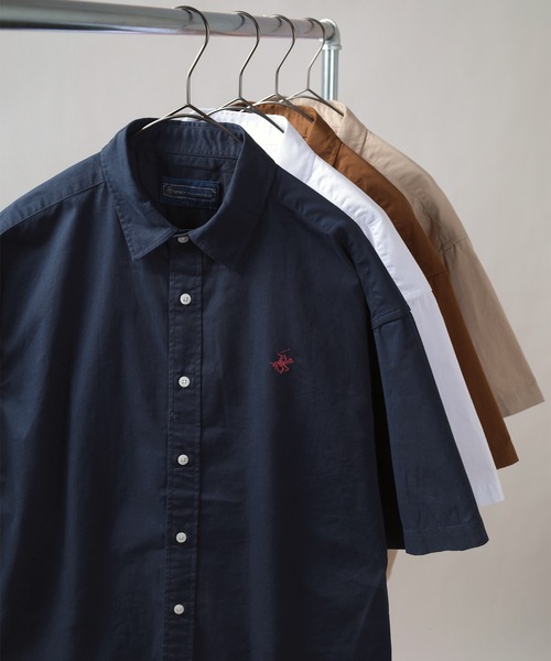 BEVERLY HILLS POLO CLUB（ビバリーヒルズポロクラブ）の「【BEVERLY HILLS POLO CLUB/ビバリーヒルズポロクラブ】ワイドシルエット レギュラーカラー半袖シャツ（シャツ/ブラウス・メンズ・ホワイト/ベージュ/ネイビー/ブラウン/サックスブルー/ダークブルー/ライトインディゴブルー/スミクロ/インディゴブルー/ブルー系その他/ベージュ系その他・M/L/XL）」の13枚目の写真