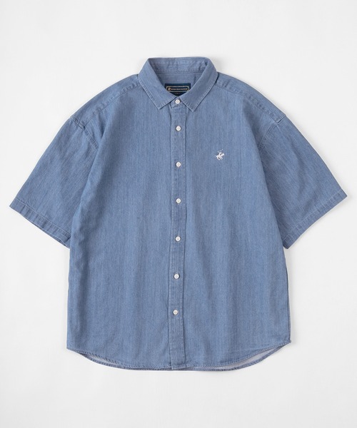 BEVERLY HILLS POLO CLUB（ビバリーヒルズポロクラブ）の「【BEVERLY HILLS POLO CLUB/ビバリーヒルズポロクラブ】ワイドシルエット レギュラーカラー半袖シャツ（シャツ/ブラウス・メンズ・ホワイト/ベージュ/ネイビー/ブラウン/サックスブルー/ダークブルー/ライトインディゴブルー/スミクロ/インディゴブルー/ブルー系その他/ベージュ系その他・M/L/XL）」の14枚目の写真