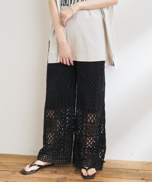 CIAOPANIC TYPY（チャオパニックティピー）の「レース編みイージーパンツ（その他パンツ・レディース・ブラック/アイボリー/ダークブラウン・ONE SIZE）」の15枚目の写真