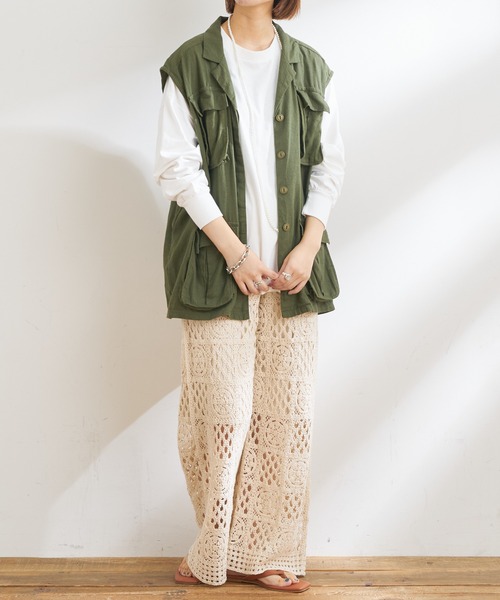 CIAOPANIC TYPY（チャオパニックティピー）の「レース編みイージーパンツ（その他パンツ・レディース・ブラック/アイボリー/ダークブラウン・ONE SIZE）」の9枚目の写真