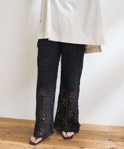 CIAOPANIC TYPY（チャオパニックティピー）の「レース編みイージーパンツ（その他パンツ・レディース・ブラック/アイボリー/ダークブラウン・ONE SIZE）」の11枚目の写真