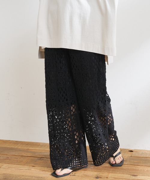 CIAOPANIC TYPY（チャオパニックティピー）の「レース編みイージーパンツ（その他パンツ・レディース・ブラック/アイボリー/ダークブラウン・ONE SIZE）」の17枚目の写真