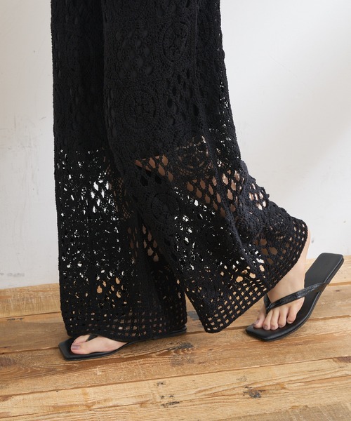 CIAOPANIC TYPY（チャオパニックティピー）の「レース編みイージーパンツ（その他パンツ・レディース・ブラック/アイボリー/ダークブラウン・ONE SIZE）」の14枚目の写真