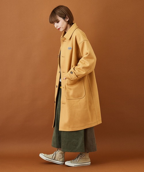 CUBE SUGAR(キューブシュガー)の「ウールジャージ ステンカラーコート(ステンカラーコート・レディース・ネイビー/オレンジ/グリーン/マルチ/マスタード/カラフル・M)」の13枚目の写真