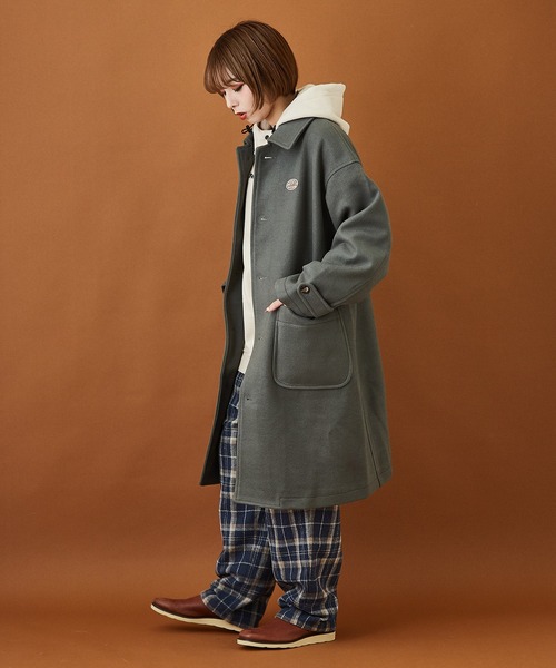 CUBE SUGAR(キューブシュガー)の「ウールジャージ ステンカラーコート(ステンカラーコート・レディース・ネイビー/オレンジ/グリーン/マルチ/マスタード/カラフル・M)」の16枚目の写真