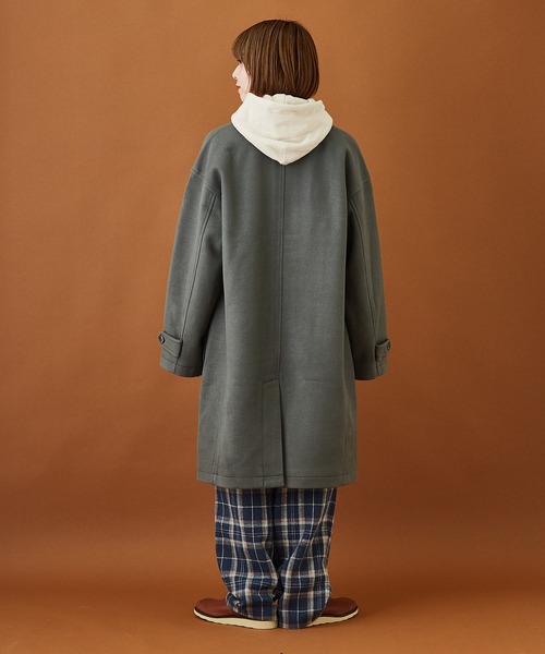 CUBE SUGAR(キューブシュガー)の「ウールジャージ ステンカラーコート(ステンカラーコート・レディース・ネイビー/オレンジ/グリーン/マルチ/マスタード/カラフル・M)」の17枚目の写真