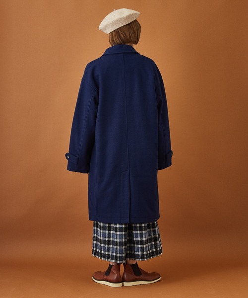 CUBE SUGAR(キューブシュガー)の「ウールジャージ ステンカラーコート(ステンカラーコート・レディース・ネイビー/オレンジ/グリーン/マルチ/マスタード/カラフル・M)」の20枚目の写真