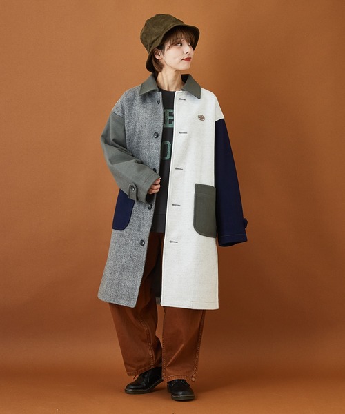 CUBE SUGAR(キューブシュガー)の「ウールジャージ ステンカラーコート(ステンカラーコート・レディース・ネイビー/オレンジ/グリーン/マルチ/マスタード/カラフル・M)」の21枚目の写真