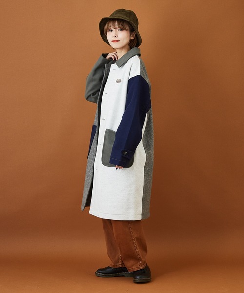 CUBE SUGAR(キューブシュガー)の「ウールジャージ ステンカラーコート(ステンカラーコート・レディース・ネイビー/オレンジ/グリーン/マルチ/マスタード/カラフル・M)」の22枚目の写真