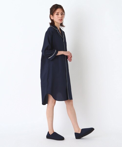 SOUP（スープ）の「◆【SOUP HOME】オーガニックコットンシャツワンピース（ワンピース・レディース・ネイビー系2/ベージュ系その他2/ネイビー・40/38/36）」の3枚目の写真