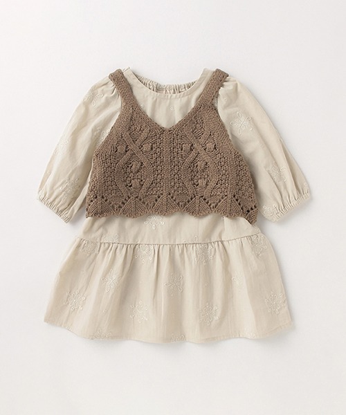 petit main（プティマイン）の「【リンク】ティアードワンピビスチェセット（アンサンブル・キッズ・ラベンダー/アイボリー・80ｃｍ/130cm/90cm/100cm/120cm/110cm）」の2枚目の写真