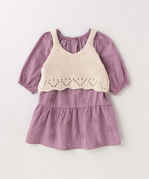 petit main（プティマイン）の「【リンク】ティアードワンピビスチェセット（アンサンブル・キッズ・ラベンダー/アイボリー・80ｃｍ/130cm/90cm/100cm/120cm/110cm）」の10枚目の写真
