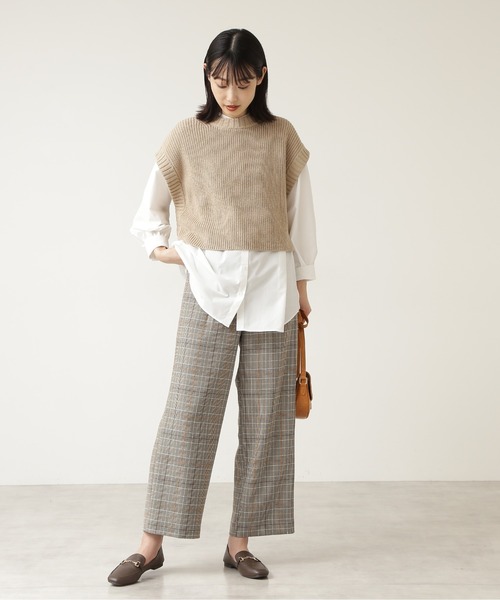 NATURAL BEAUTY BASIC（ナチュラルビューティーベーシック）の「ベスト×チュニックシャツセット/0171270972（ニット/セーター・レディース・ベージュ/ネイビー/グリーン・MEDIUM）」の4枚目の写真